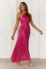 Sapphire Soirée One Shoulder Maxi Dress Fuchsia