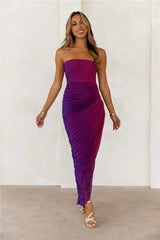 Crystal Ball Celebration Strapless Midi Dress Purple