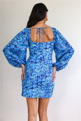 Springtime Bloom Mini Dress Blue