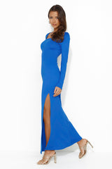 Diamond Oceans Long Sleeve Maxi Dress Blue