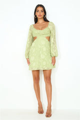 Dainty Long Sleeve Mini Dress Green