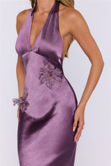 Love Glance Satin Halter Maxi Dress Mauve