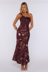 Moon Dance One Shoulder Maxi Dress Burgundy