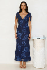 Golden Doll Mesh Maxi Dress Navy