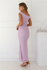 Perfect Vibe Off Shoulder Mesh Maxi Dress Lilac