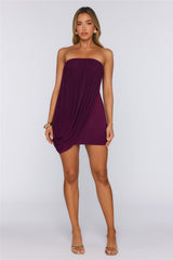 Level Up Season Mesh Strapless Mini Dress Plum