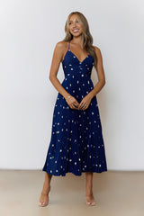 Dotty Daydream Midi Dress Navy
