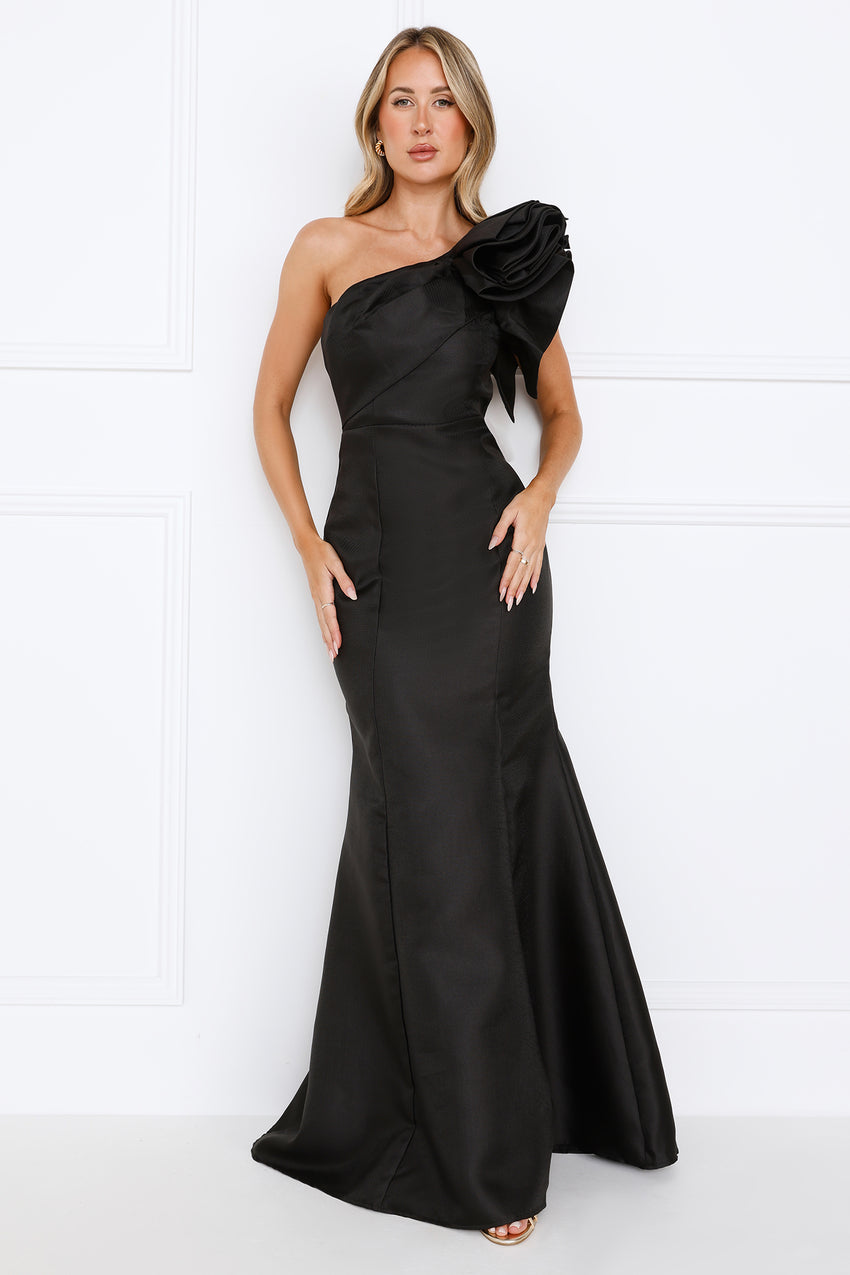 Ava One Shoulder Maxi Dress Black