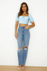 Cooler Than You Crop Top Blue