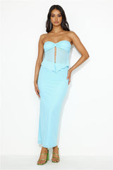 Searching For The One Mesh Maxi Skirt Blue