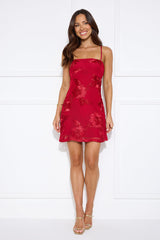 Songs Written Mesh Mini Dress Red