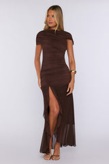 After Seven Mesh Maxi Dress Chocolate