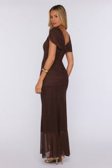 After Seven Mesh Maxi Dress Chocolate