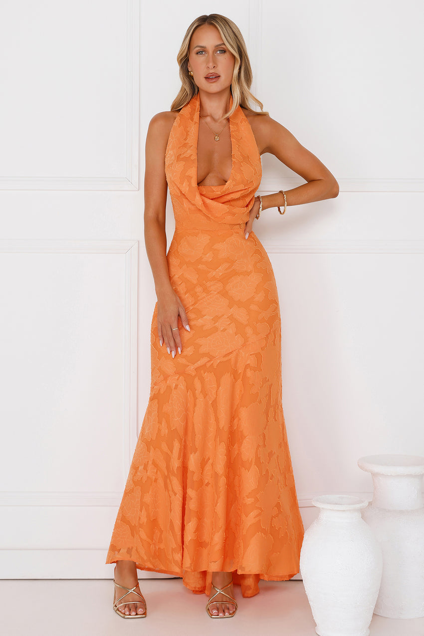 Garden Gems Halter Maxi Dress Orange