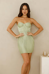 Plisse Lovers Mini Dress Lime
