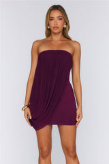 Level Up Season Mesh Strapless Mini Dress Plum