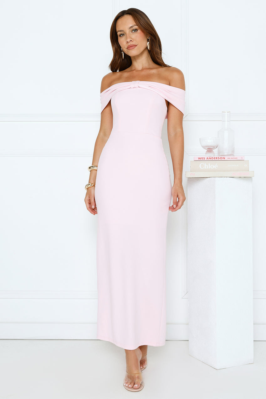 Fleur Reverie Off Shoulder Maxi Dress Pink